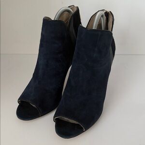 Navy Peep Toe Ankle Boots Women’s Size 9